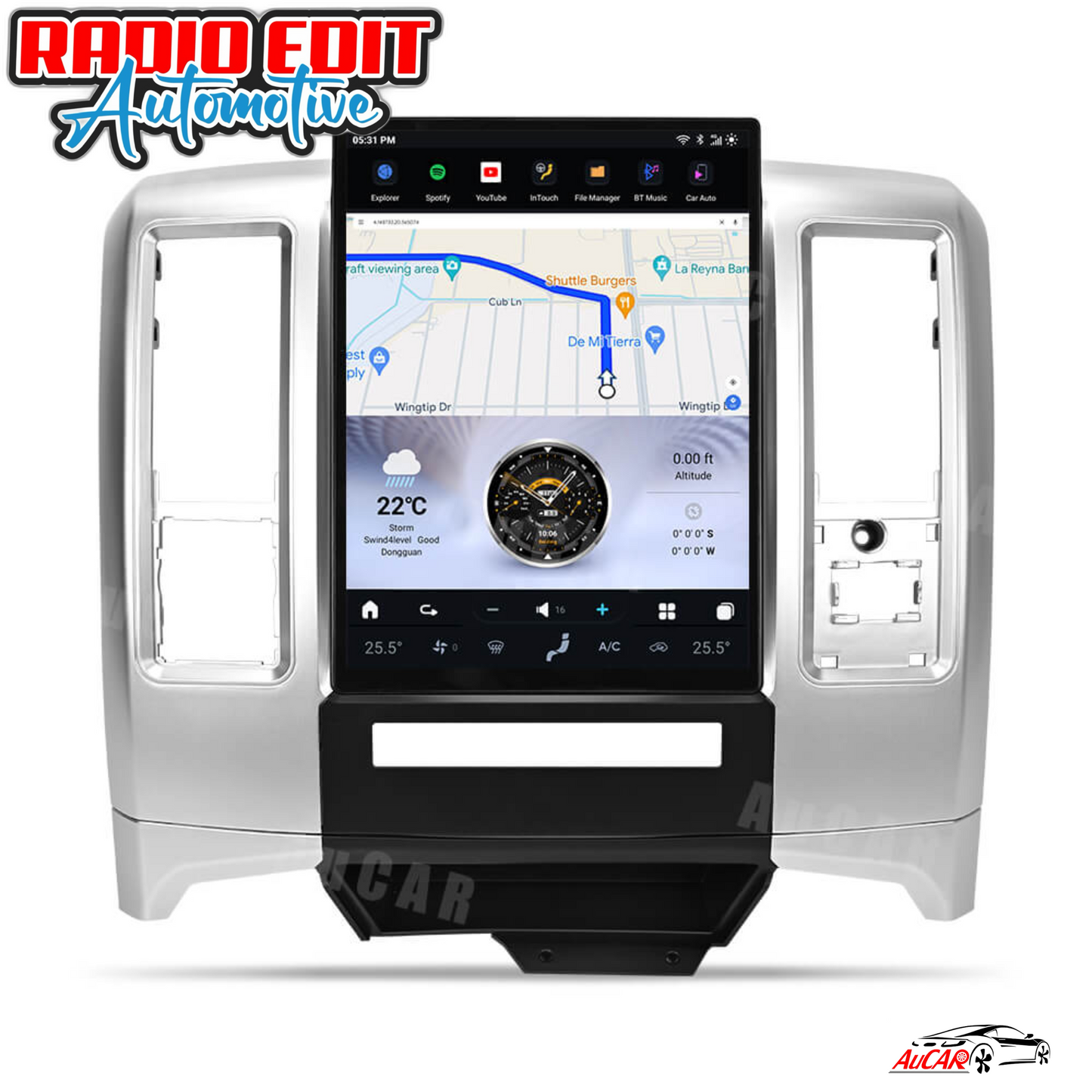 2009-2012 RAM 1500/2500/3500/4500 AuCar Tesla Style Android 13 13.8