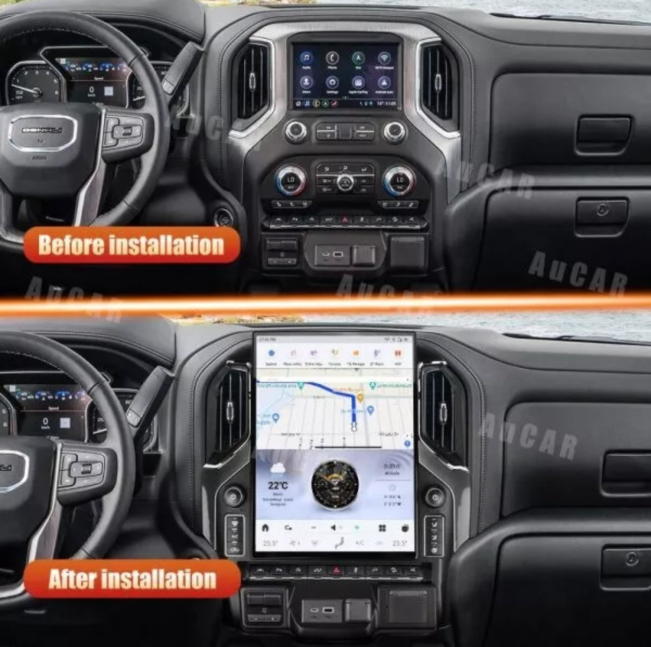 2019-2024 Chevrolet Silverado GMC Sierra Tesla Vertical Screen 15.6" CarPlay GPS Radio