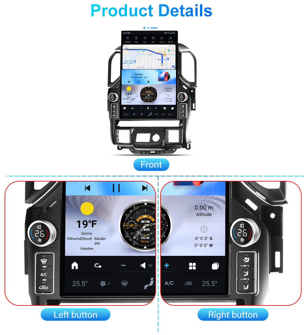 2019-2025 Chevrolet Silverado GMC Sierra Android 14 Tesla Style Vertical Screen 17.2" CarPlay GPS Radio LED Knobs