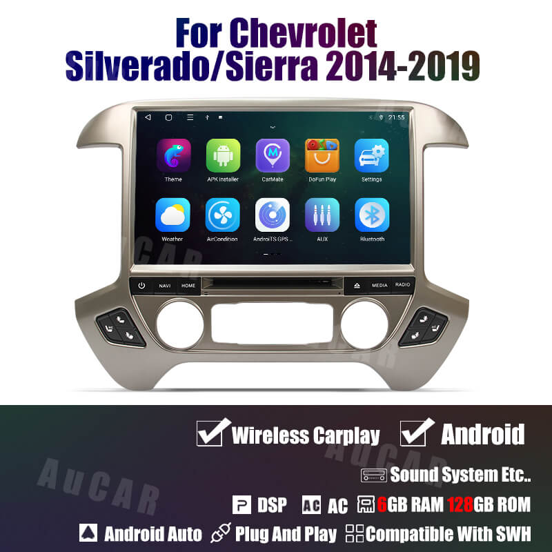 2014-2019 Silverado Sierra AuCar Tesla Screen 13.6" Android 13 CarPlay