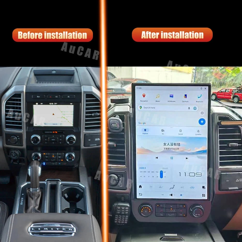 2015-2022 Ford F150 F250 F350 F450 Tesla Vertical Screen 17"" CarPlay GPS Radio 128G