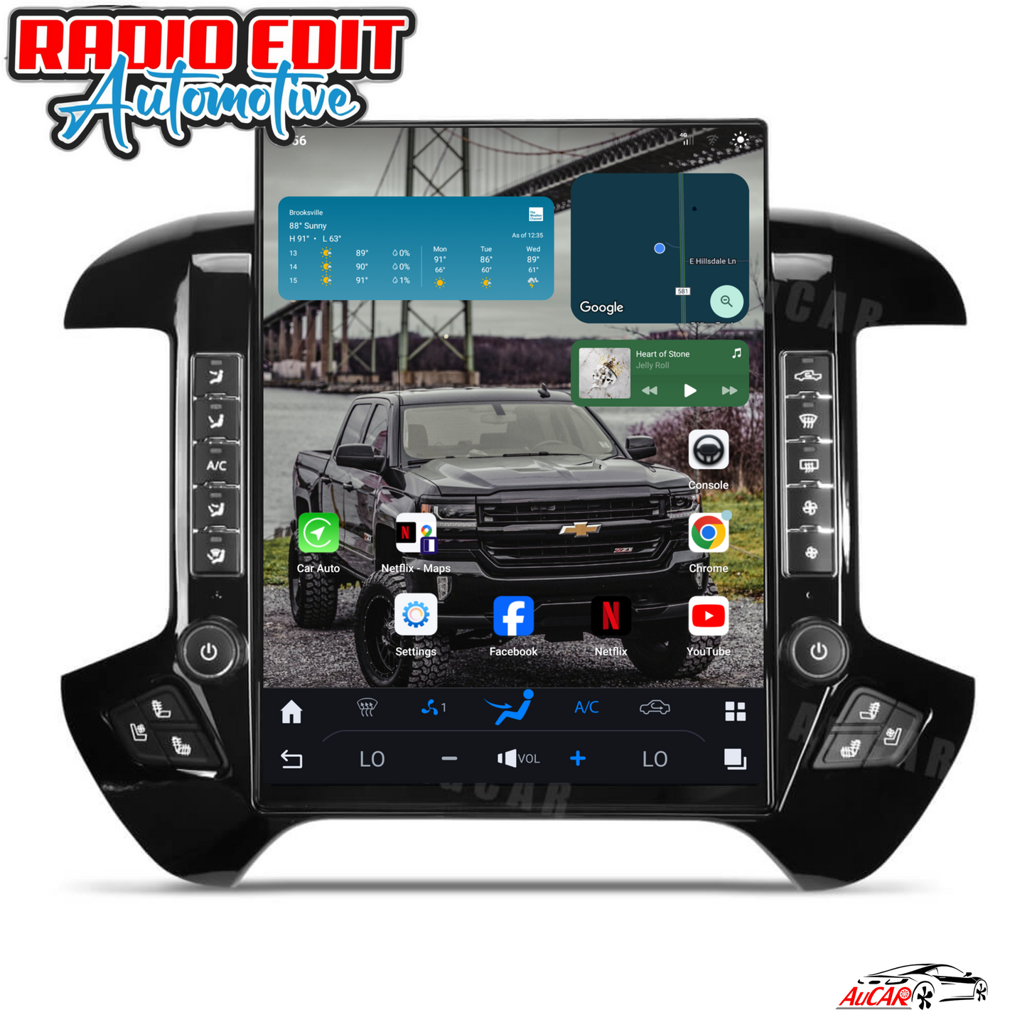 2014-2019 Silverado Sierra AuCar Tesla Screen 15.6" Android 13 CarPlay