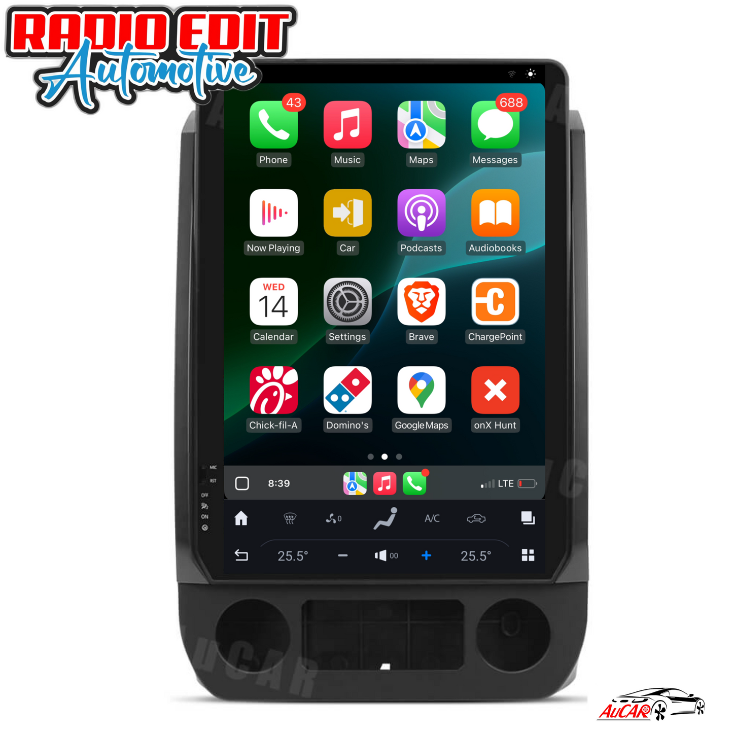 2015-2022 Ford F150 F250 F350 F450 Tesla Vertical Screen 14.4" CarPlay GPS Radio 128G