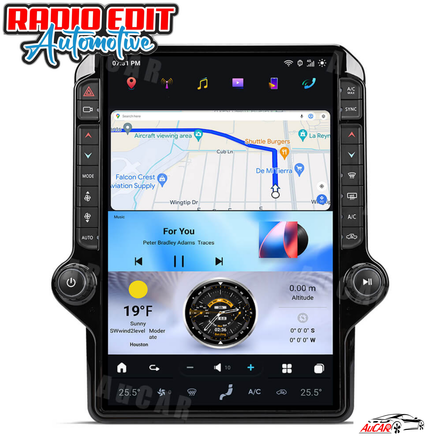 2013-2022 RAM 1500/2500/3500/4500 AuCar Tesla Style Android 14 14.4