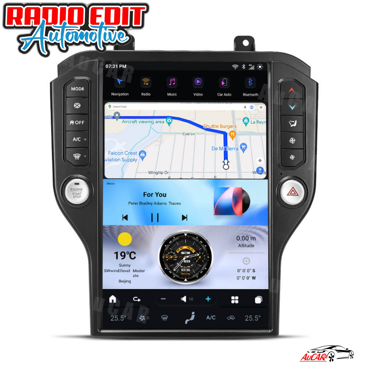 2015-2020 Ford Mustang Tesla Vertical Screen 14.5"" CarPlay GPS Radio 128G