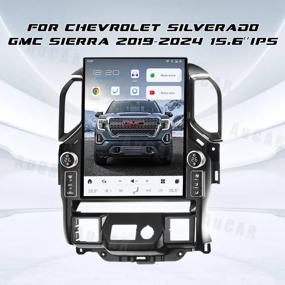 2019-2025 Chevrolet Silverado GMC Sierra Android 14 Tesla Style Vertical Screen 15.6" CarPlay GPS Radio LED Knobs