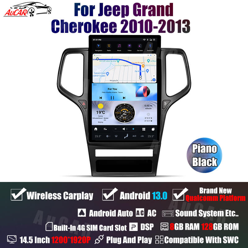 2010-2013 Jeep Grand Cherokee Tesla Vertical Screen 14.5" CarPlay GPS Radio