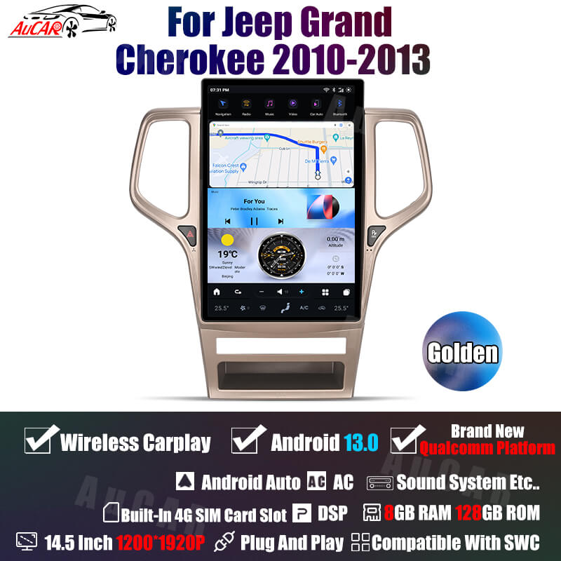 2010-2013 Jeep Grand Cherokee Tesla Vertical Screen 14.5" CarPlay GPS Radio