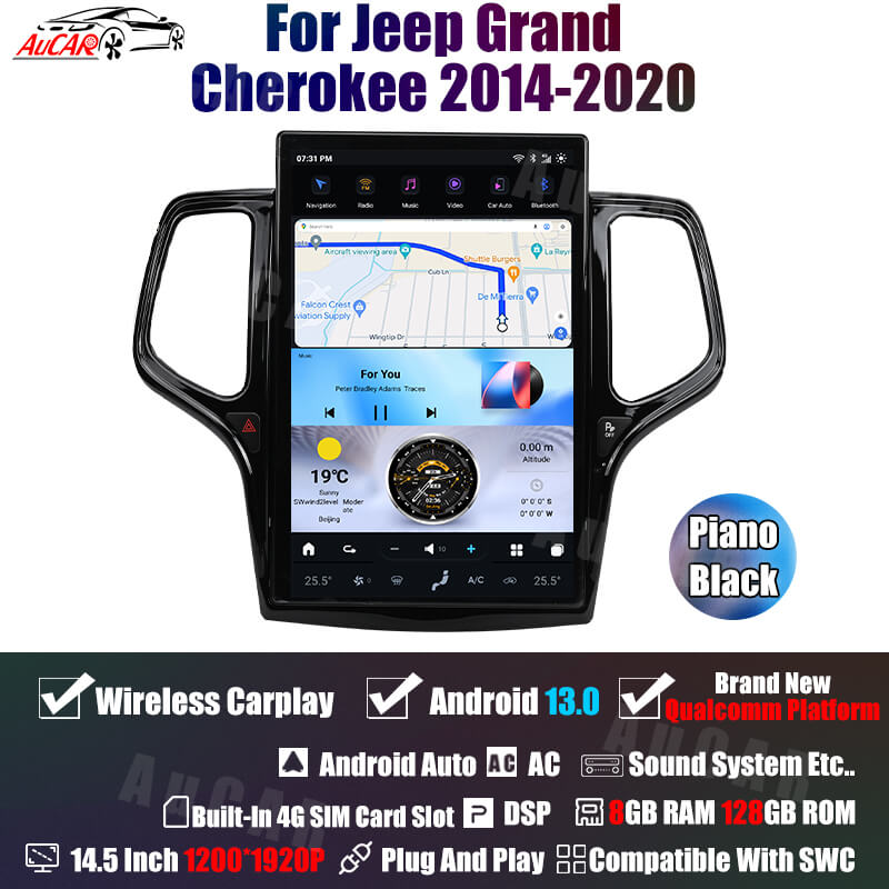 2014-2020 Jeep Grand Cherokee Tesla Vertical Screen 14.5" CarPlay GPS Radio