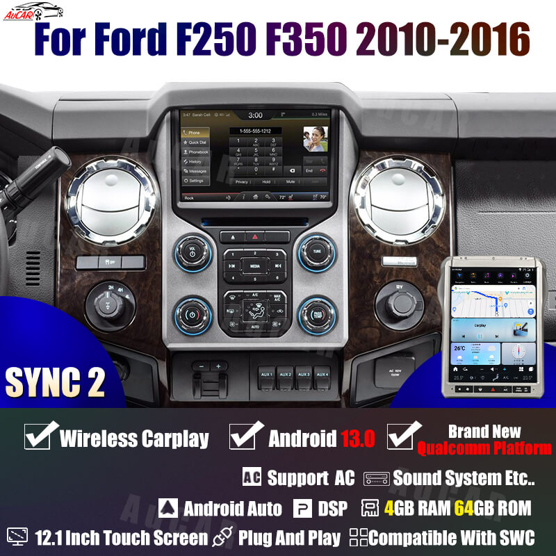 2010-2016 F250 F350 F450 F550 F650 AuCar Tesla Screen 12.1" Android 13 CarPlay V2