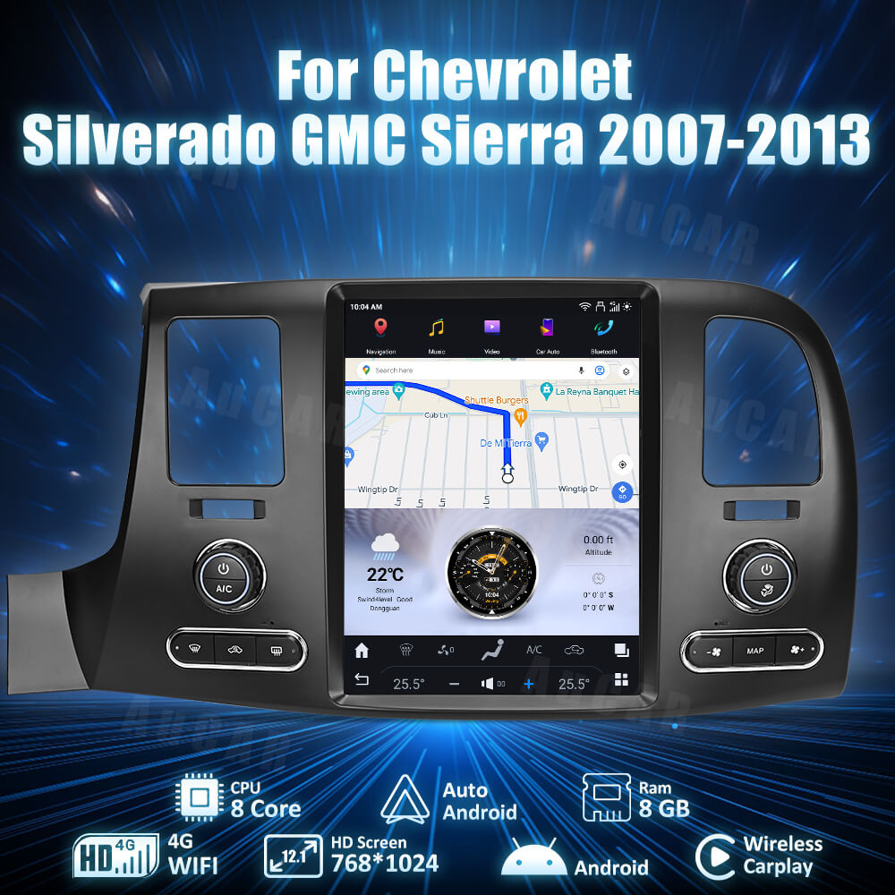 2007-2013 Chevrolet Silverado GMC Sierra Android 13 Tesla Vertical Screen 12.1" CarPlay GPS Radio