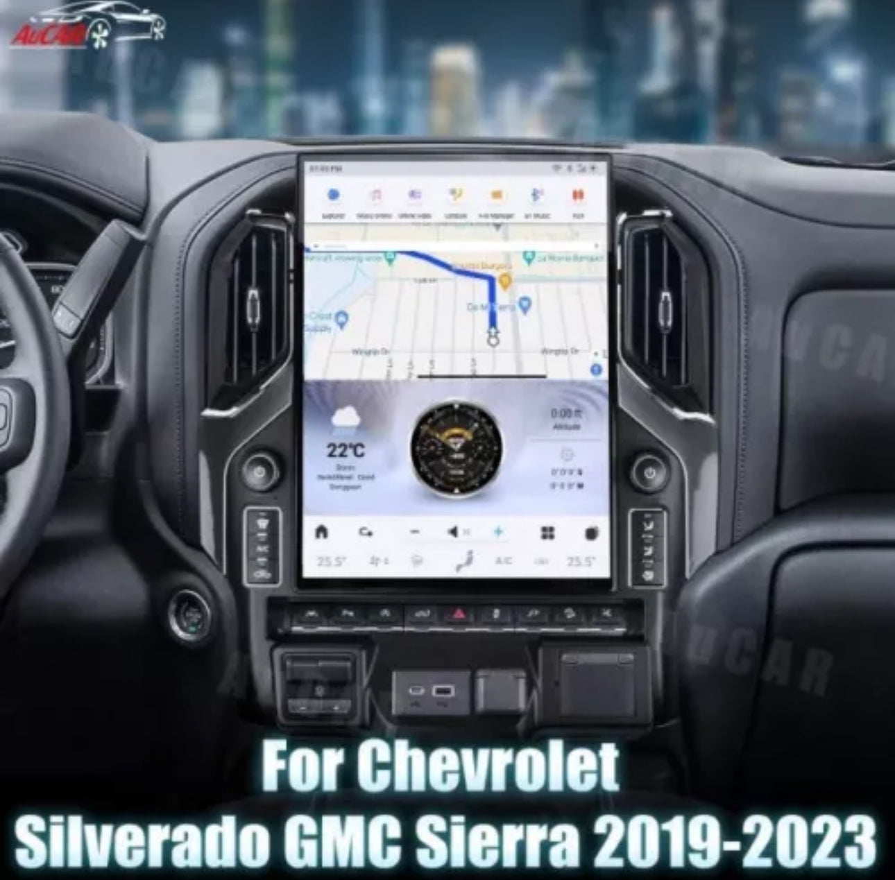 2019-2024 Chevrolet Silverado Sierra Tesla Vertical Screen 15.6" CarPlay GPS Radio