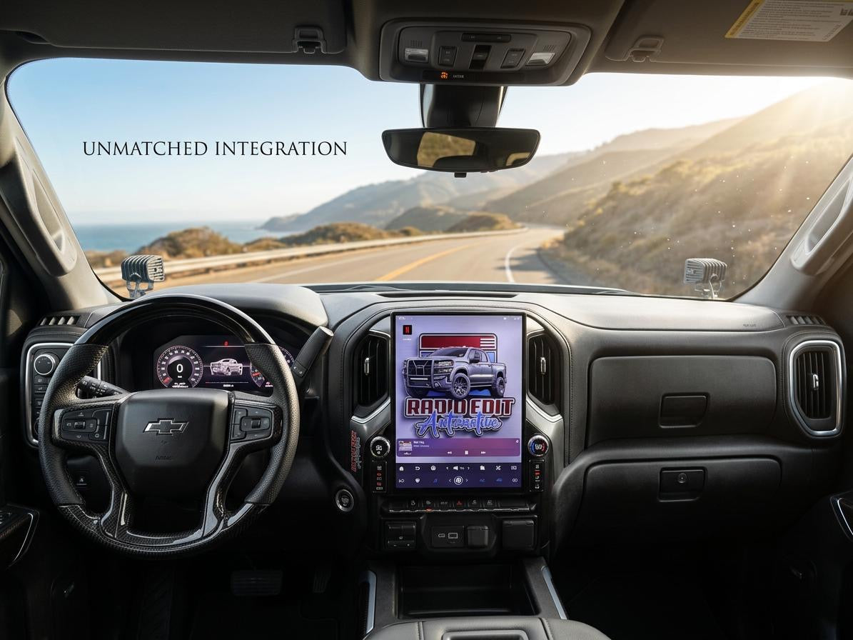 2019-2026 Chevrolet Silverado GMC Sierra Android 14 Tesla Style Vertical Screen 15.6" CarPlay GPS Radio LED Knobs