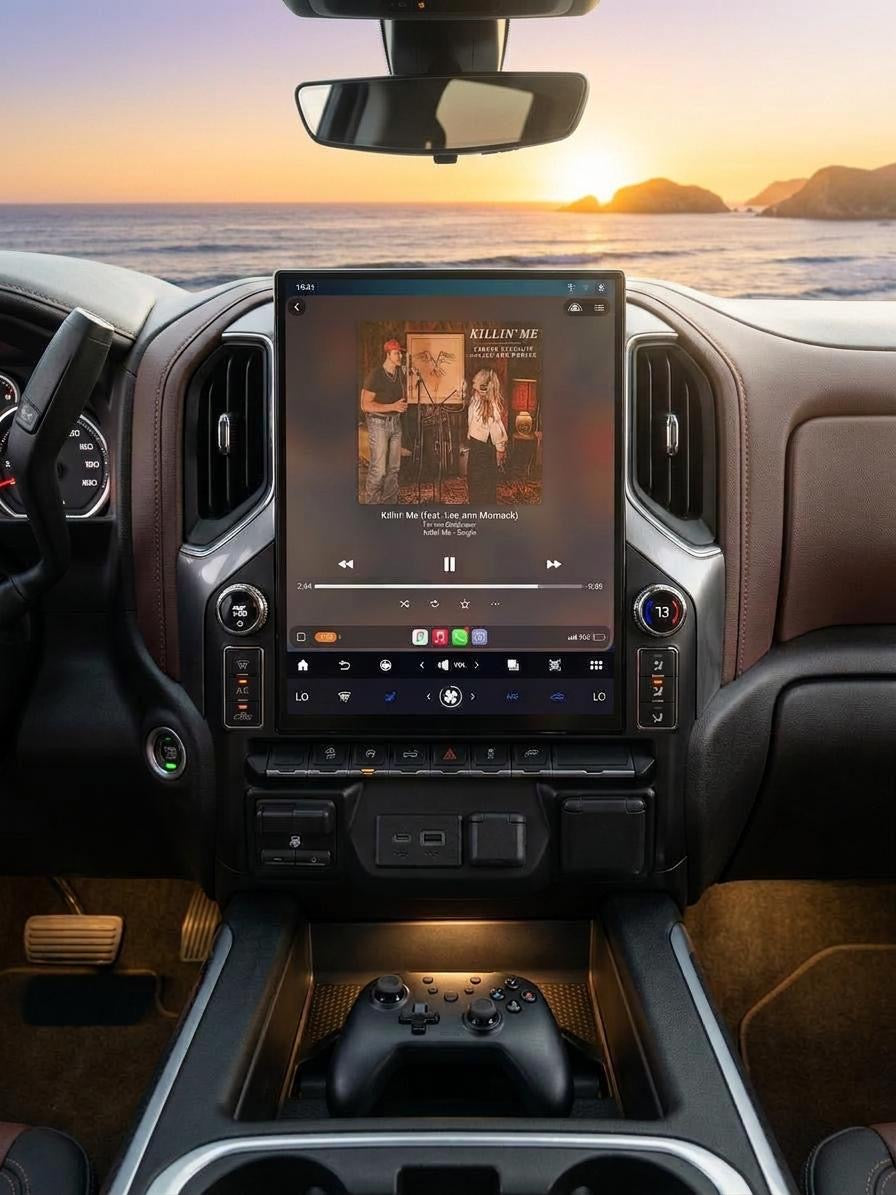 2019-2026 Chevrolet Silverado GMC Sierra Android 14 Tesla Style Vertical Screen 15.6" CarPlay GPS Radio LED Knobs