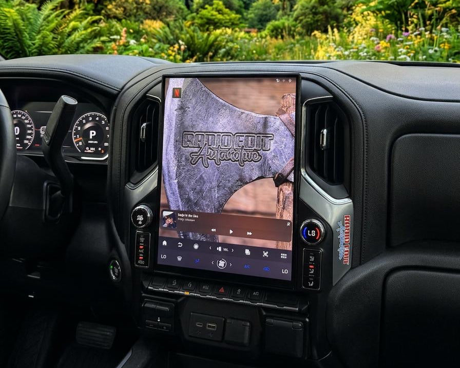 2019-2026 Chevrolet Silverado GMC Sierra Android 14 Tesla Style Vertical Screen 15.6" CarPlay GPS Radio LED Knobs