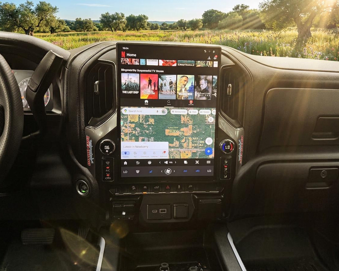 2019-2026 Chevrolet Silverado GMC Sierra Android 14 Tesla Style Vertical Screen 15.6" CarPlay GPS Radio LED Knobs