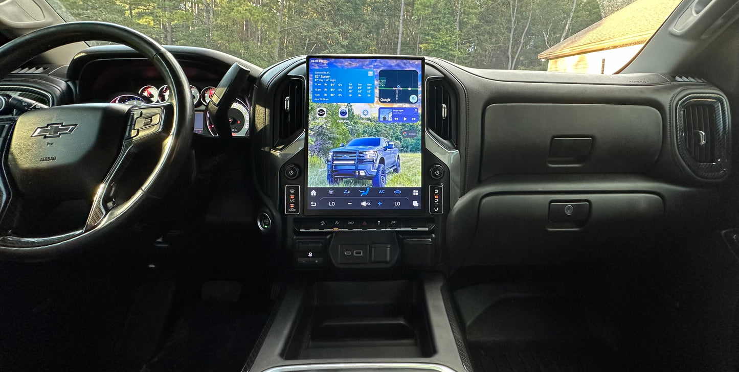 2019-2024 Chevrolet Silverado Sierra Tesla Vertical Screen 15.6" CarPlay GPS Radio