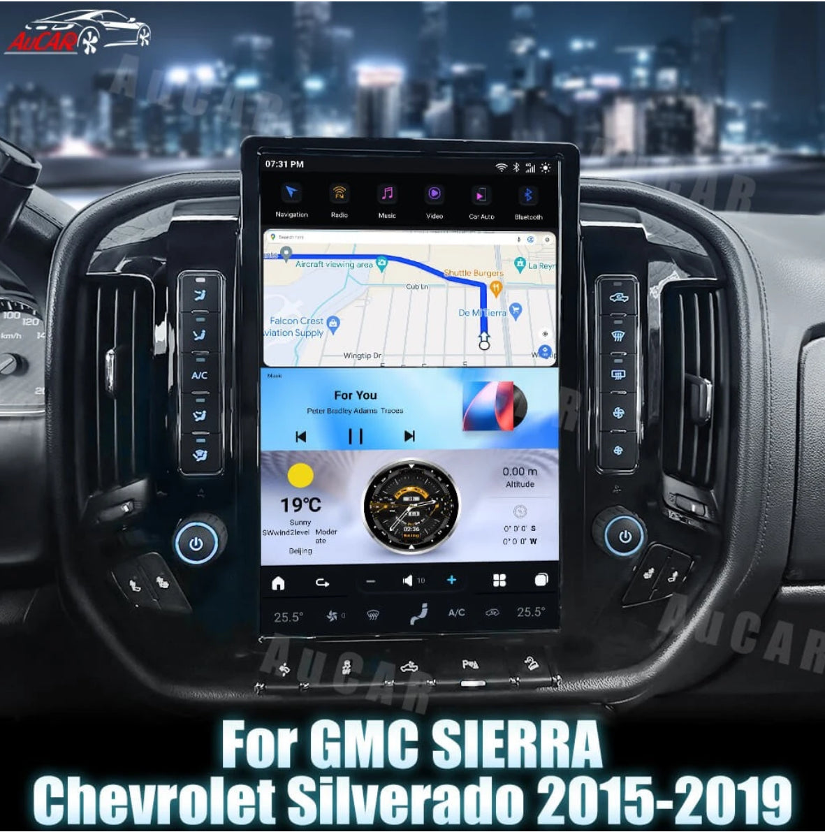 2015-2019 Silverado Sierra AuCar Tesla Screen 14.5" Android 13 CarPlay