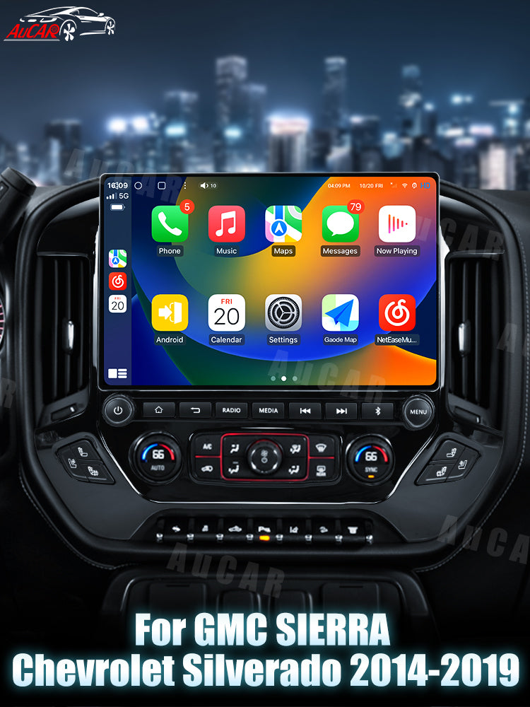 2014-2019 Silverado Sierra AuCar Tesla Screen 13" Android 14 CarPlay Horizontal