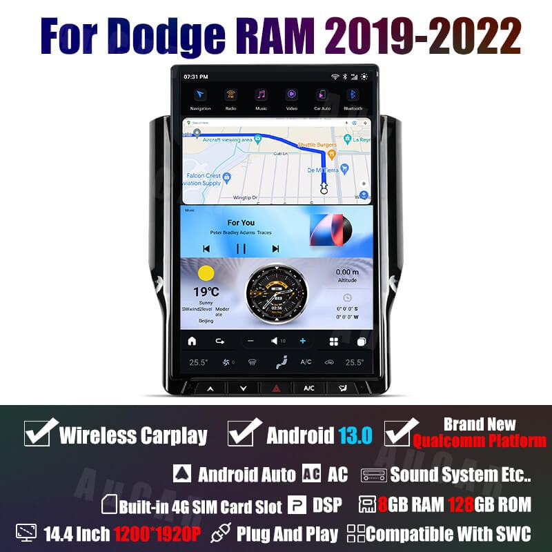 2019-2022 RAM 1500/2500/3500/4500 AuCar Tesla Android 13 14.4