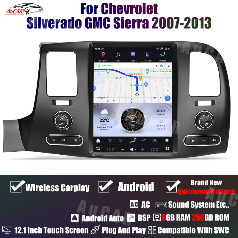 2007-2013 Chevrolet Silverado GMC Sierra Android 13 Tesla Vertical Screen 12.1" CarPlay GPS Radio
