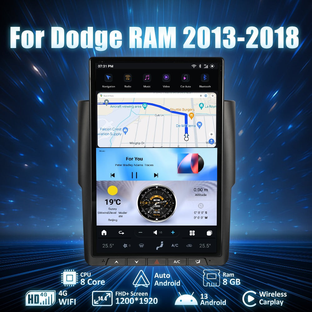 2013-2022 RAM 1500/2500/3500/4500 AuCar Tesla Android 13 14.4