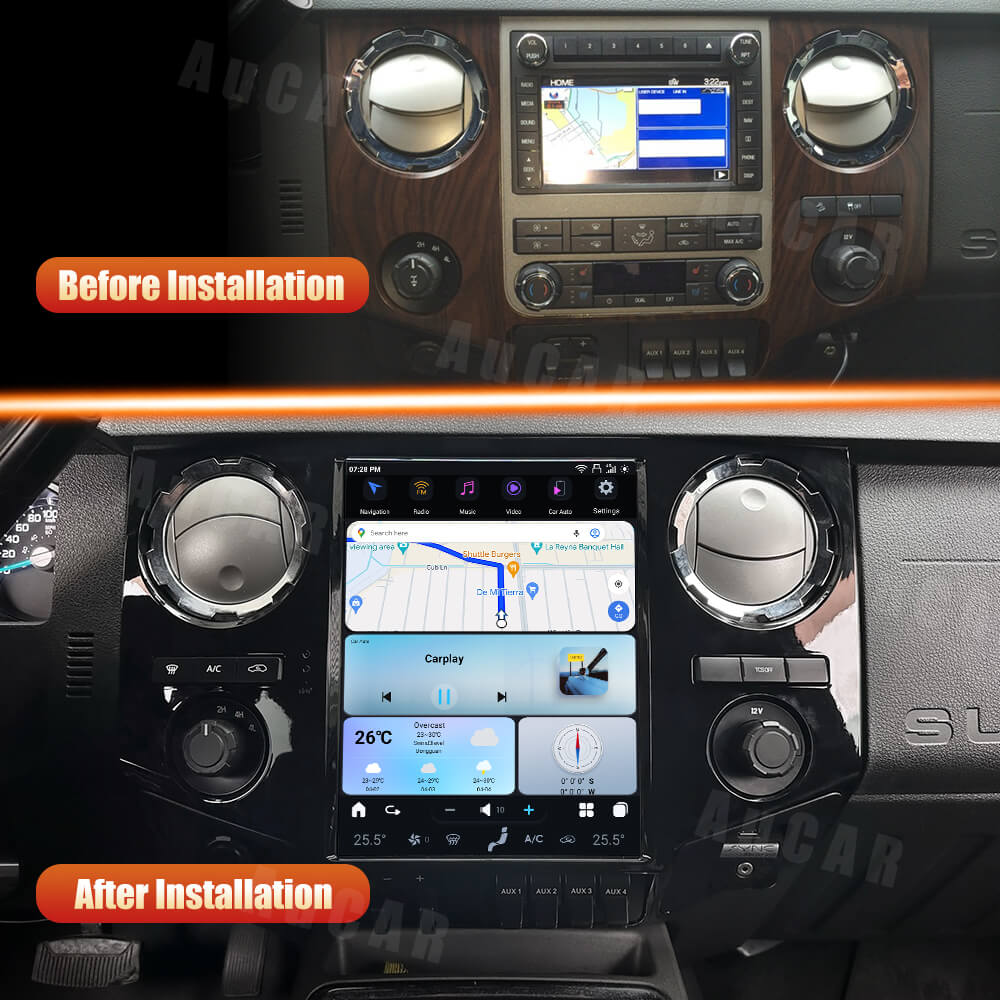 2010-2016 F250 F350 F450 F550 F650 AuCar Tesla Screen 12.1" Android 13 CarPlay