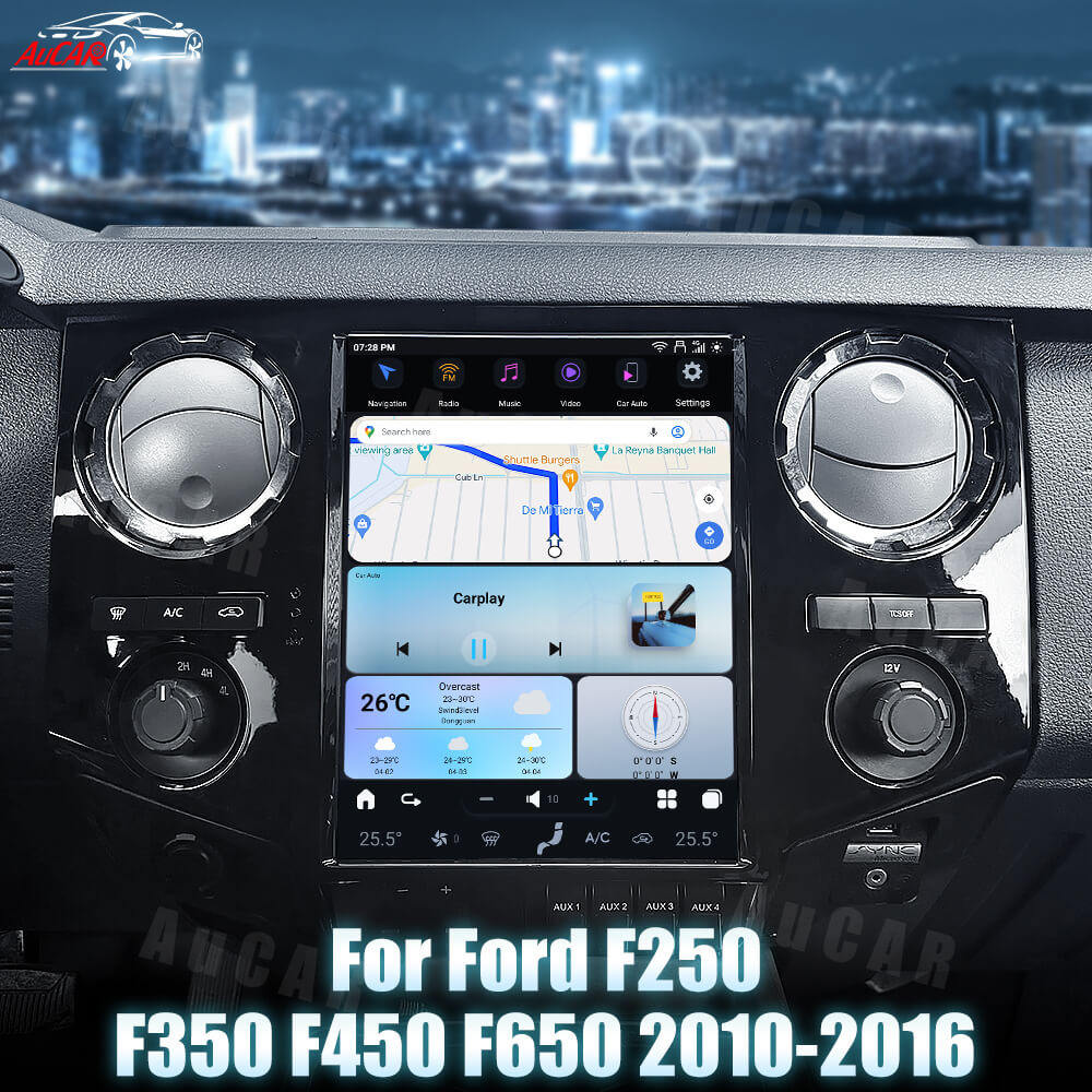 2010-2016 F250 F350 F450 F550 F650 AuCar Tesla Screen 12.1" Android 13 CarPlay