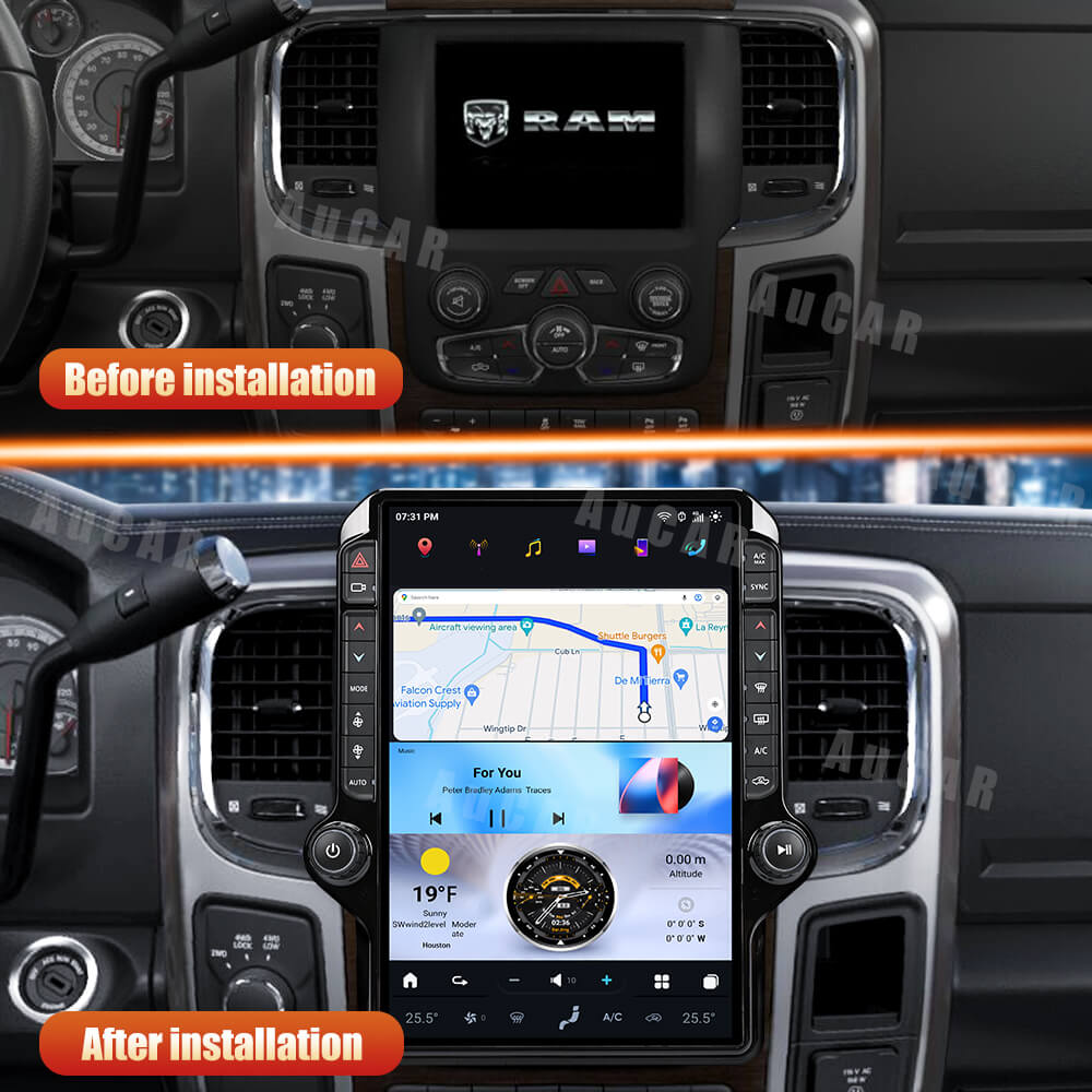 2013-2022 RAM 1500/2500/3500/4500 AuCar Tesla Style Android 14 14.4