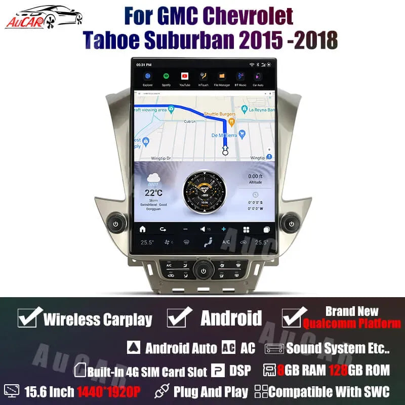 2015-2020 Tahoe Suburban Yukon 15.6 Tesla Screen CarPlay