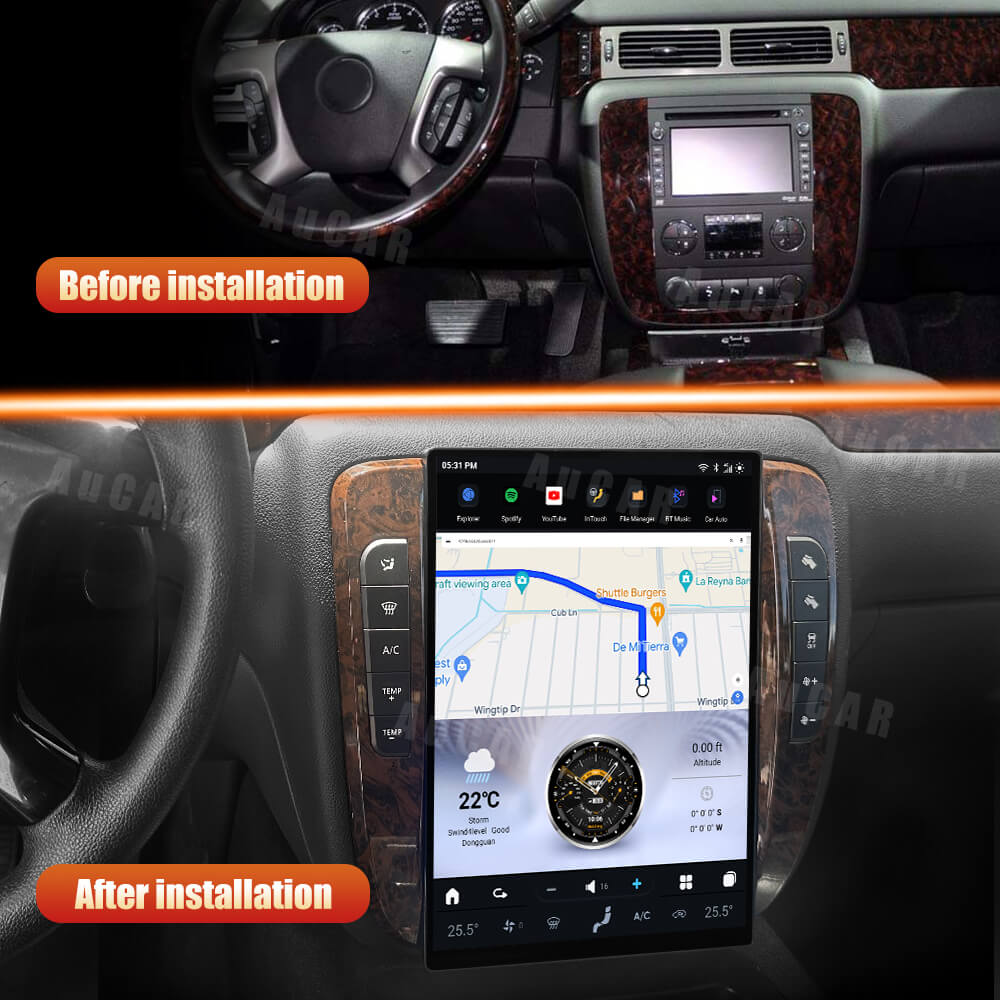 2007-2012  Tahoe Silverado Sierra AuCar Tesla Screen 14" Android 13 CarPlay